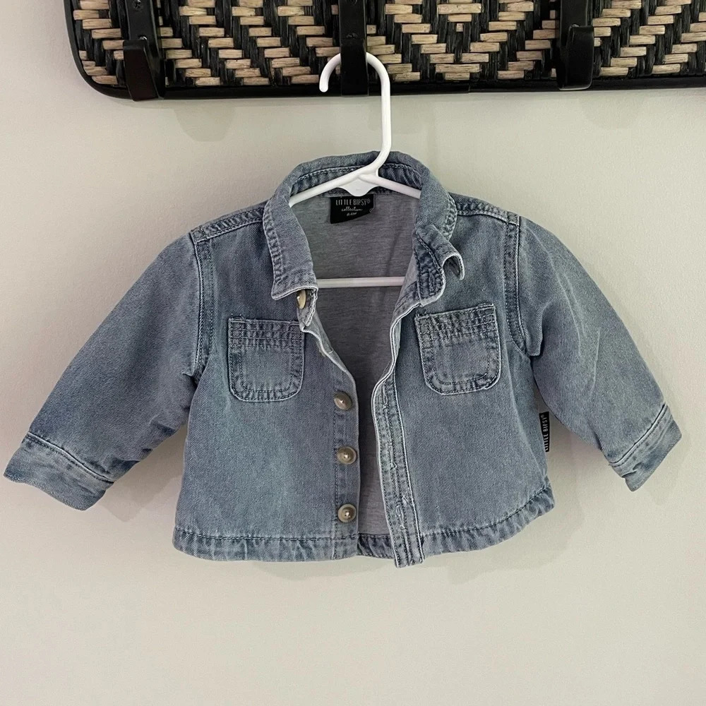 Little Bipsy - Denim Chambray Button Down Jean Jacket - Size 0-6 Months